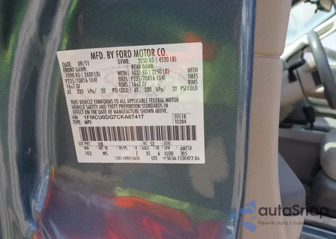 2012 Ford Escape Xlt from USA, damaged, VIN 1FMCU0DG7CKA67417